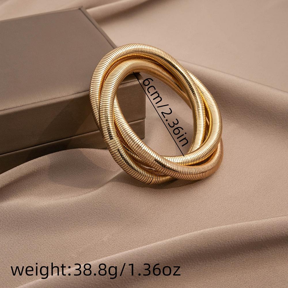 Gold Elastic Snake Bone Wide Bracelet Women'S Light Luxury Niche Exaggerated Silver Metal Stacked Bracelet Bracelet Bracelet