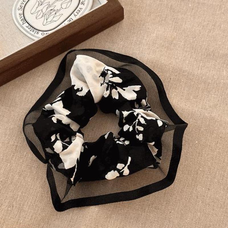 2PCS French Style Elegant Printing Bow Ribbon Scrunchies Hair Accessories 2025 Retro Flower Hair Tie Female Hair Band Headwear