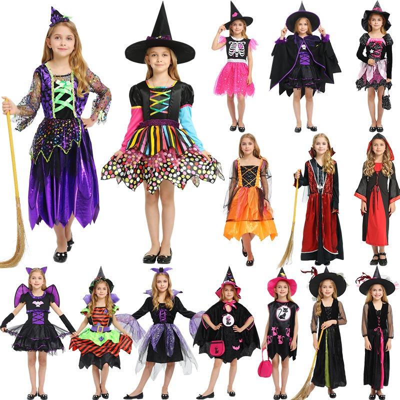 Halloween Children's Costume Girl Little Witch Vampire Costume Witch Cloak Shawl Demon Dress