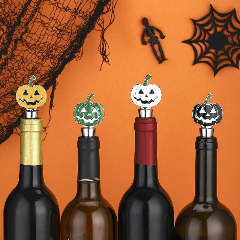 Halloween Wine Stopper In Pumpkin Shape, A Festive Gift, Zinc Alloy Wine Bottle Stopper for Preservation and Sealing