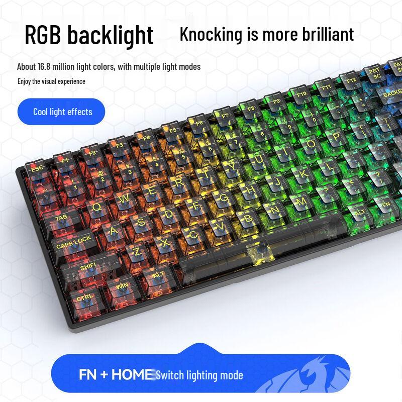 Y-FRUITFUL K840 84-Key RGB Hot-Swappable Mechanical Keyboard with Transparent Keycaps