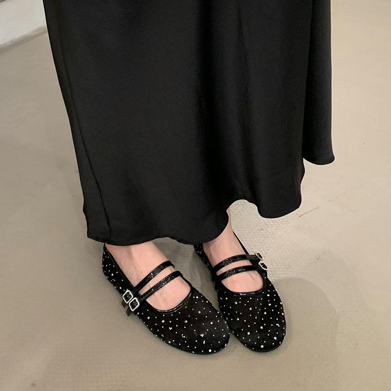 Fashion Fashion Buckle Strap Ladies Flats Mary Janes Shoes Round Toe Female Shallow Footwear Mesh Breathable Women Flats With Shoes