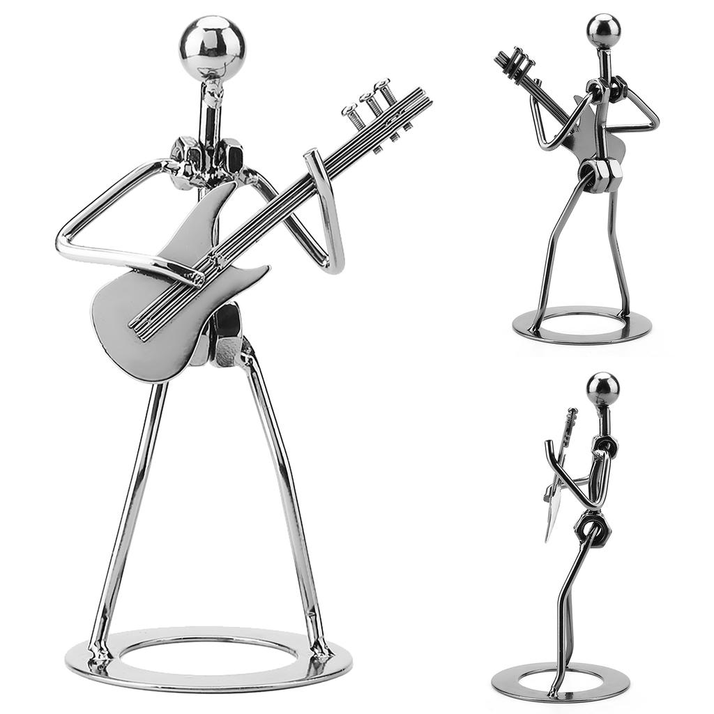 Musician Player Collectible Figurine Ornaments Gift Iron Guitar Player Figurine Decoration