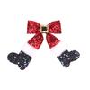 Glitter Xmas Hair Clips: Elegant Bow with Golden Accents. Perfect for Holiday Parties & Festive Celebrations! 
