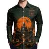 Men's Long Sleeve Button Down Shirt Halloween Print Casual Party Wear