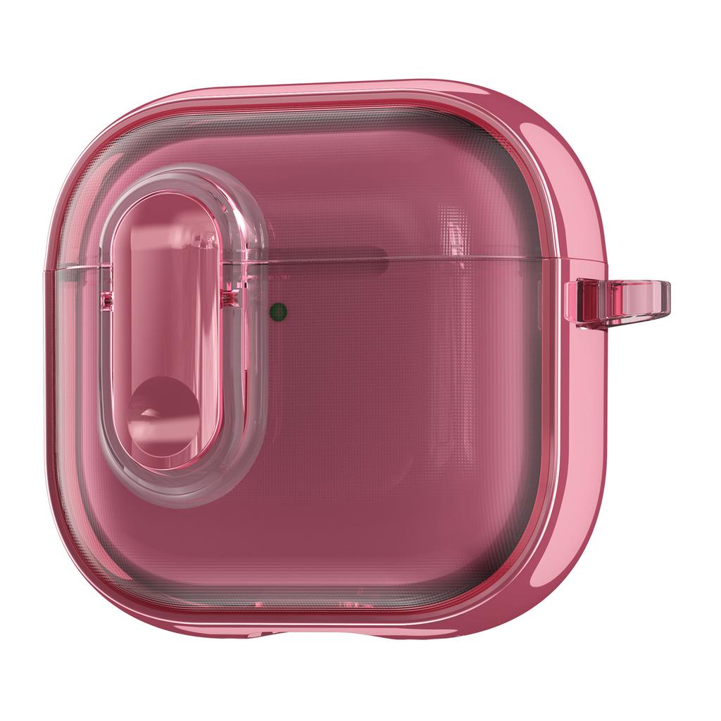 For AirPods 4 with ANC Case Clear Electroplated TPU PC Earbuds Cover with Lock Clasp / Carabiner