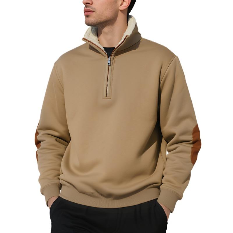 New sweater retro stand-up collar semi-open placket men's long-sleeved casual sports sweater