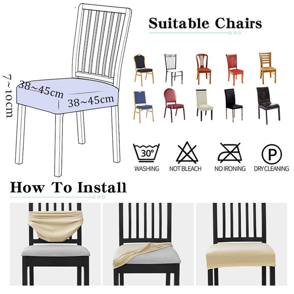 Elastic Solid Colors Chair Seat Covers Jacquard Shell Chair Cover Washable Anti-dust Short Back Chair Cover Armless Wedding Home