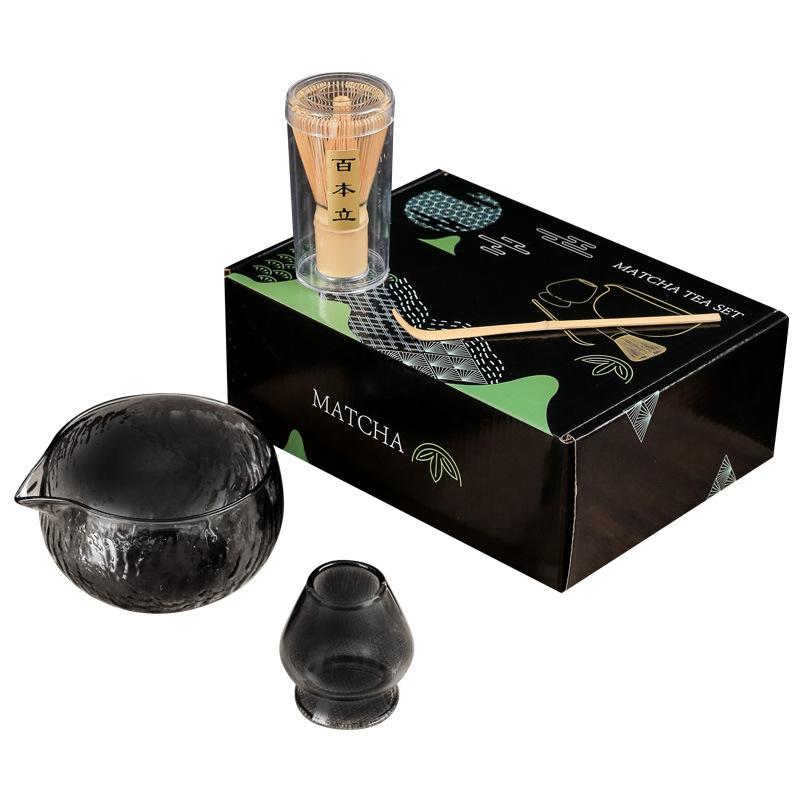 Set of 7 Japanese Glass Matcha Tea Set Momohonri Tea Brush Matcha Bowl Song Dynasty Tea Dispenser