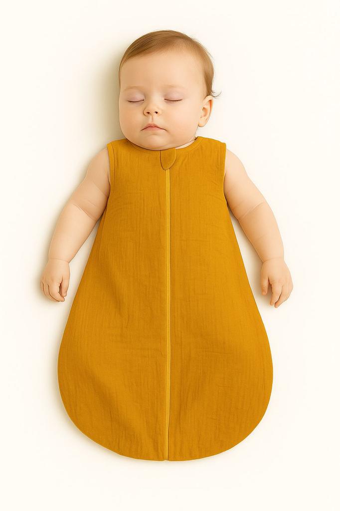 Muslin Rounded Sleeping Bag for Children M 6-12 Months Summer TOG 1.0 - Mustard