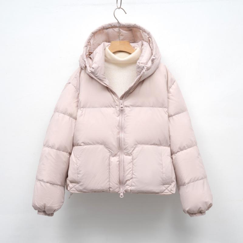 Casual Simple Down Jacket Women's Winter Short Small Hooded Thickened Bread Jacket