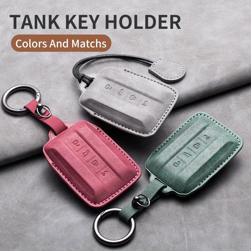 Styling Mouldings Leather Car Smart Remote Key Case Fob Cover For Geat Wall GWM WEY TANK 300 500 Tank300 Tank500 Auto Keychain A
