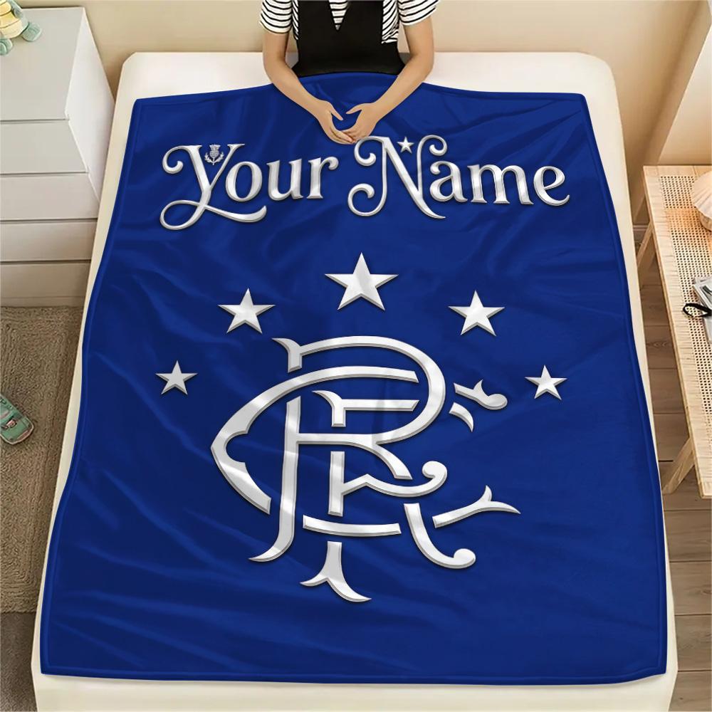 1PC Custom Name Rangers F.C Patterned Flannel Blanket Suitable For All Seasons for Home Decor Warmth and Comfort Gifts Holiday Present -HE180