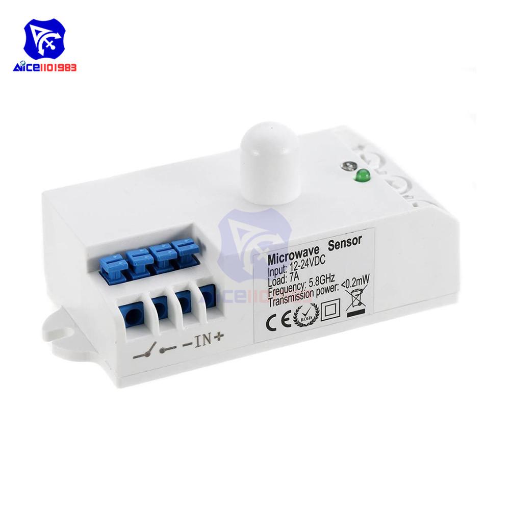 diymore 5.8GHz Microwave Radar Motion Sensor Body Motion Detector Sensor Induction Switch for Home Light Switch DC 12V-24V