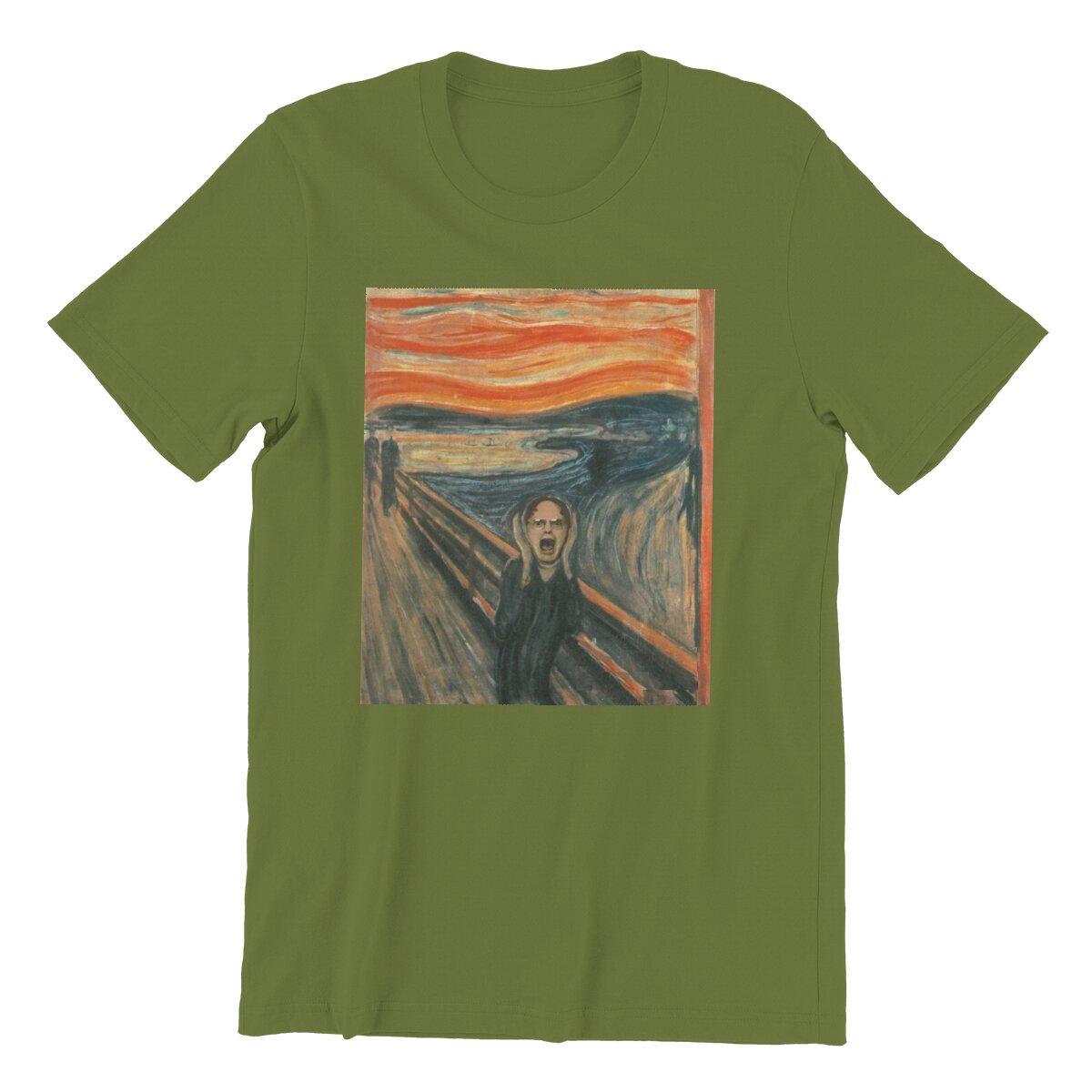 

Hipster Dwight Schrute Scream Painting T-Shirts Men Pure Cotton T Shirt The Office Tv Show Short Sleeve Tee Shirt Gift Idea Tops XL