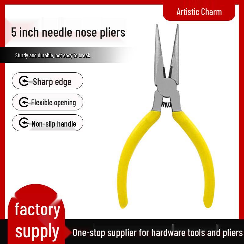 Needle-Nose & Angled Pliers Set - Multifunctional Beading & Wire Wrapping Tools with Auxiliary Closures Smooth Needle-Nose Pliers