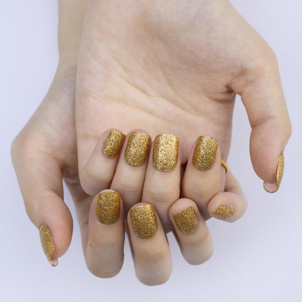 Gold Glitter Press-on Nails: Sparkly Removable Nail Art Stickers