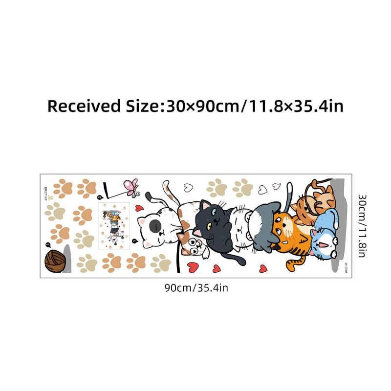 1Pc Cute Cats And Cat Paw Prints Stacked Together Wall Stickers For Kids Room Bedroom Wall Decals Home Decor