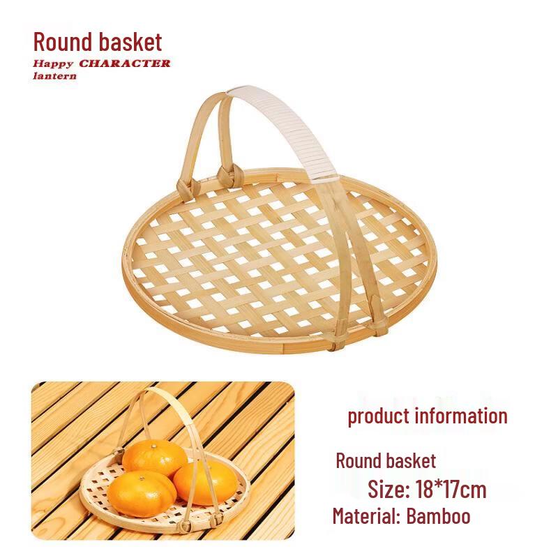 

Chinese Style Round Wooden Tea Serving Tray with Handle