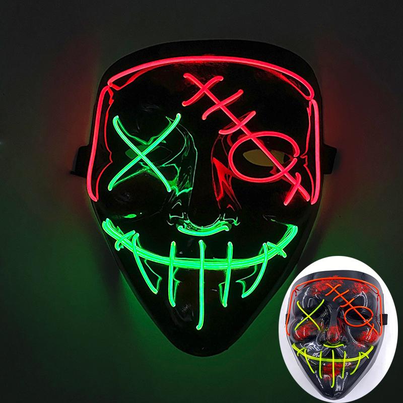 Wireless Scary Glowing Mask LED Luminous Purge Mask Halloween Carnival Light Up Cosplay Party Mask Festival Costume Supplies