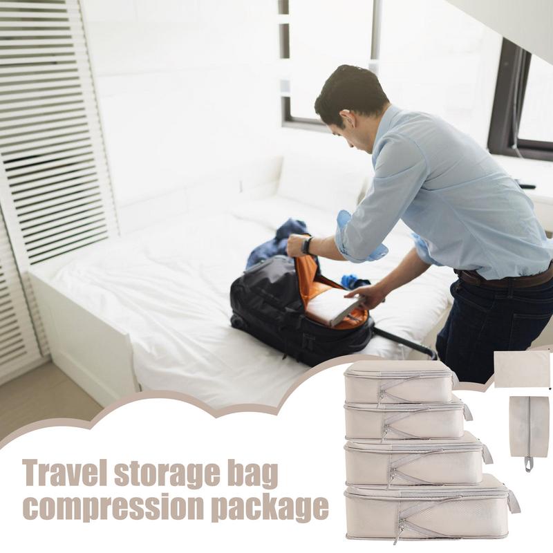 Compression Packing Cubes Suitcase Organizer Bags Set 6 Pcs Travel Storage Bag Set With Reinforced Handle Travel Compression