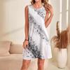 Summer Women's Dress Fashion Printed Sleeveless Round Neck Abstract Dresses