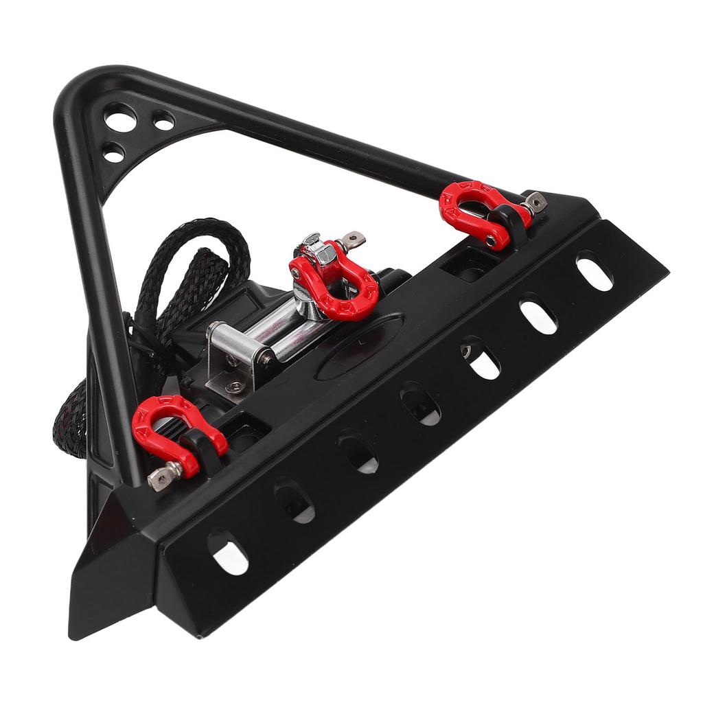 RC Front Bumper Winch Light Kit Iron Plastic High Hardness RC Car Front Bumper with Winch and LED