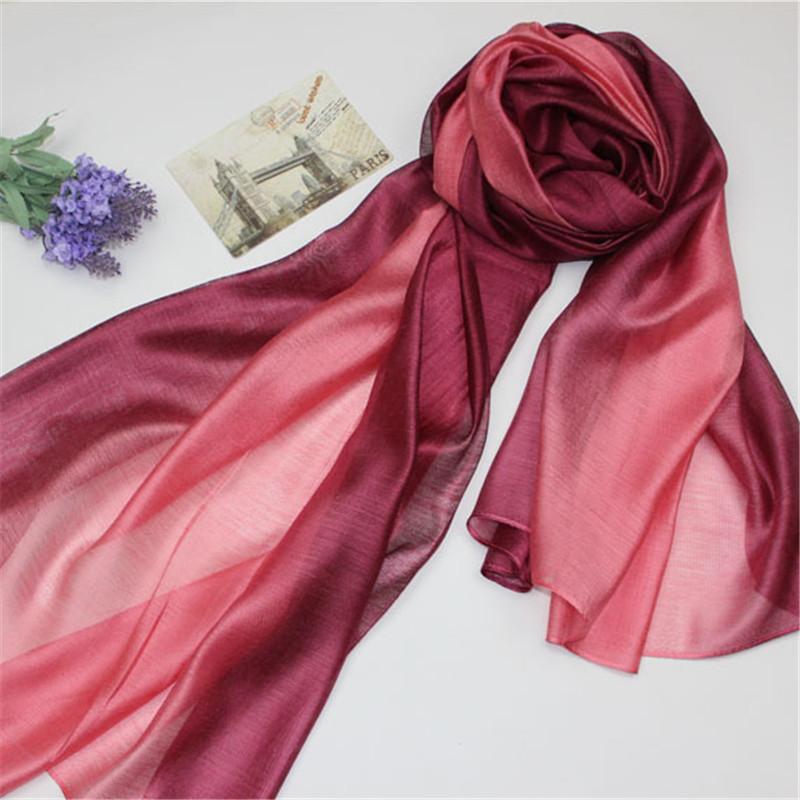 Lamaxapa 2018 New Fashion Summer/Autumn Solid Gradient Women/Lady Real 100% Silk Scarf Thin Shawls And Wrap Long Female Echarpe
