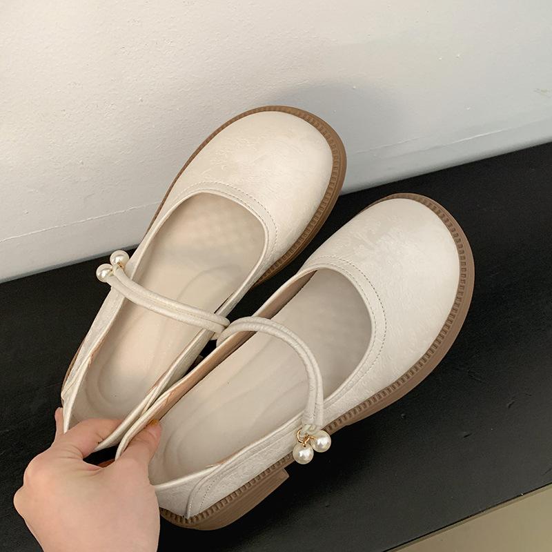 

Черные ретро французские туфли-лодочки на толстом каблуке, женские летние 2025 новые, с юбкой, на высокой мягкой подошве, Мэри Джейн 40 бежевый