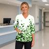 Women's Floral Print Scrub Top with V-Neck, Pockets, Side Slits and 3/4 Sleeves