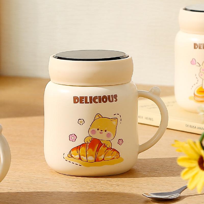 Högkvalitativ Värmeisolering Keramisk Mugg Spegelmugg Hem Kontor Vattenmugg Evenemangsgåva Mugg med Lock Souvenir