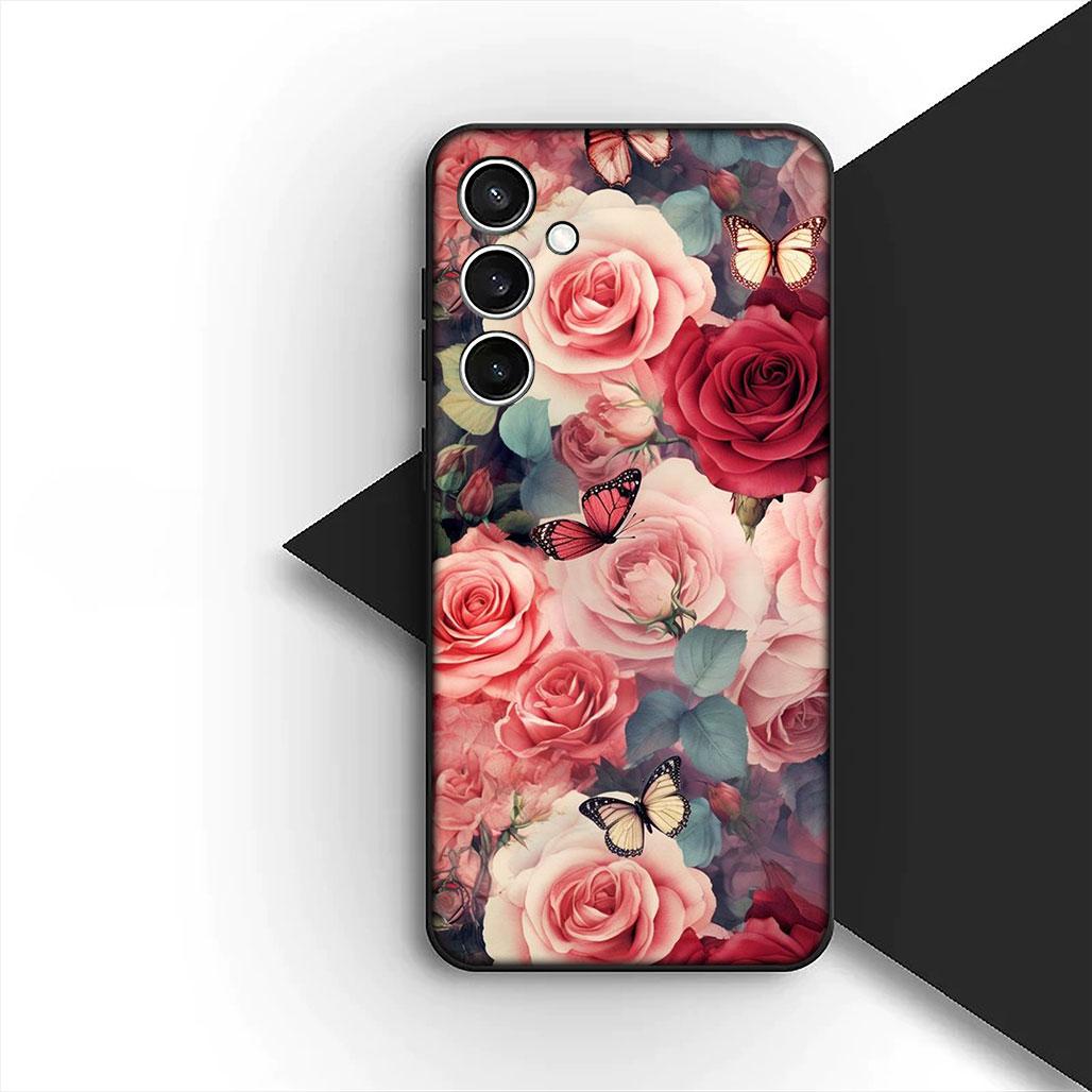 

Texture Rose Flower Marble Grain Silicone Cover for Apple iPhone 17 12 13 Pro Max Mini ProMax 7 + 8 Plus Air 8+ Coque Phone Case iPhone Air