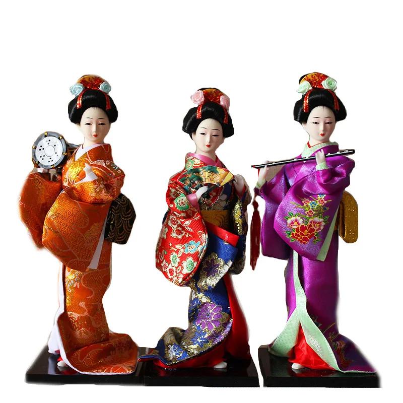 30cm Japanese Lovely Geisha Figurines Dolls with Beautiful Kimono New House Office Decoration Miniatures Birthday Gift