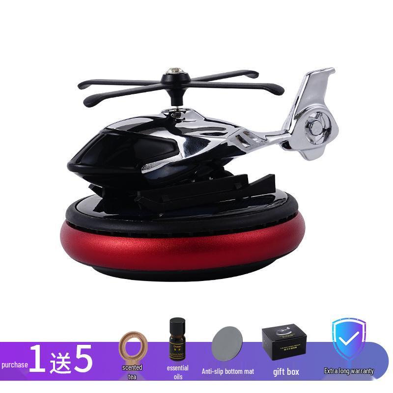 Solar-Powered Rotating Helicopter Car Air Freshener - Perfume Holder for Center Console