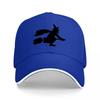 Witch Flying On Broomstick Black Baseball Cap Halloween Magic Theme Design Unisex Adjustable Hat for Adults