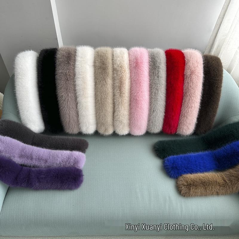 Double-Sided Faux Fox Fur Scarf: Thick, Warm, and Versatile Neck Warmer for Autumn and Winter.