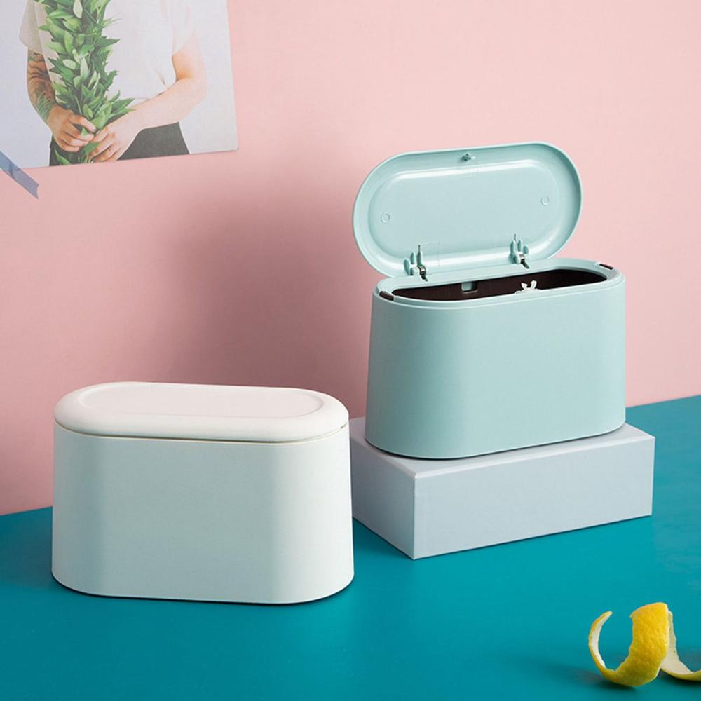 Living Room Desktop Creative Mini with Lid Waste Basket Storage Organizer Trash Can Garbage Bin