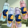 1PC Vintage Golden Globe Ornament Print 750ml Color Plastic Sports Water Bottle Leakproof Flip Straw Lid Suitable for Sports Office Home Use