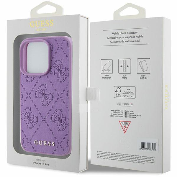 Guess Guhcp15Xp4Epmu Iphone 15 Pro Max 6.7 Fioletowy/Light Purple Hardcase Leather 4G Stamped