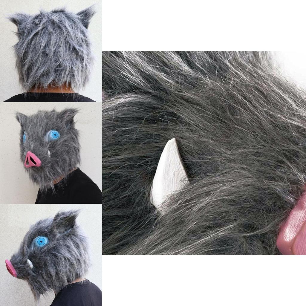 Authentic Anime Demon Slayer Kimetsu No Yaiba Hashibira Inosuke Pig Cosplay Mask Ideal For Costume Parties
