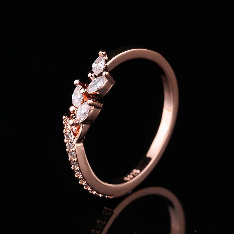 Lindon Classic Copper Alloy Zircon Ring Ladies Jewelry Wedding Promise Party Gift