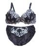 Chica Hurra Dark Gray D75 Bra and Panty Floral Embroidery and Lace Cute and and for Underarm Fat Reduction and Cleavage Available Colorful Women's