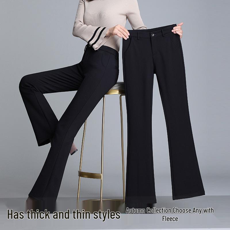 Women s Velvet-Lined Slimming Bell Bottom Pants - Autumn/Winter Style, Plus Size, Elastic Korean Suit XL