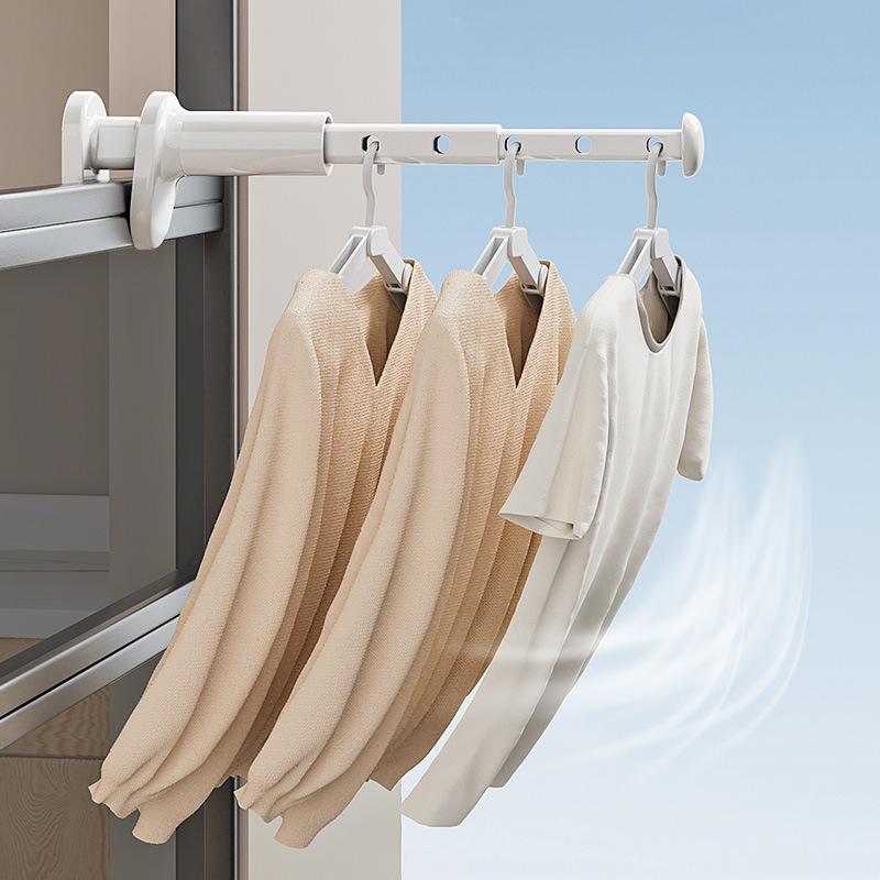 Retractable No-Drill Clothes Drying Rod - Multi-Functional Travel & Dorm Hanger