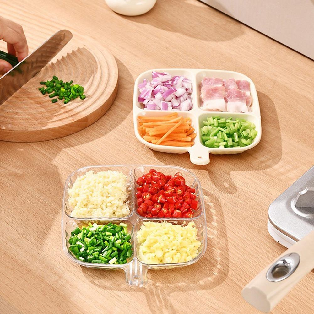 Kitchen Dinnerware for Condiments Fruit 4 Grid Plastic Divided Plate Compartmentalized Mixing Food Dish Reusable Dinner Plates