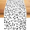 Black and White Musical Notes Linen Table Runners Dresser Scarf Decor Washable Table Runners Wedding Decoration Party Supplies