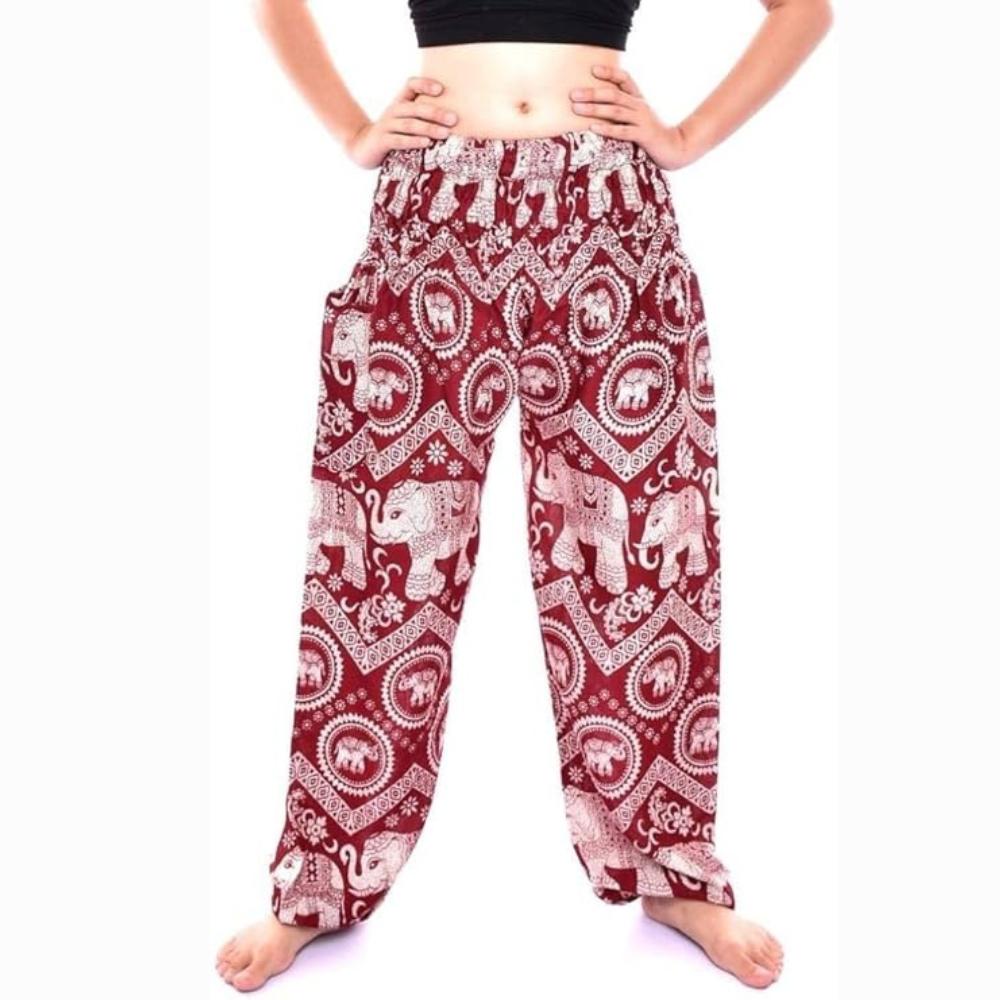 

Bless International Women s Rayon Print Smocked Waist Boho Pant Harem Yoga Hippie Palazzo Summer Beach Pants Medium