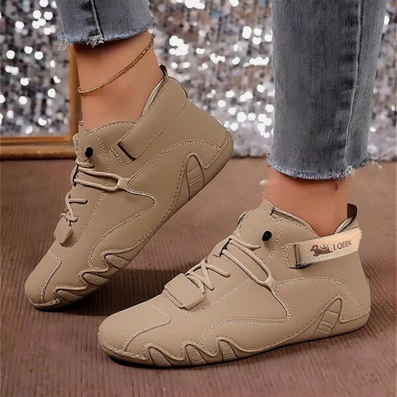 Women's Lace Up High Top Shoes Breathable Fashionable Soled Shoes Outdoor Walking Waterproof Multifunctional Women's Bare Boots