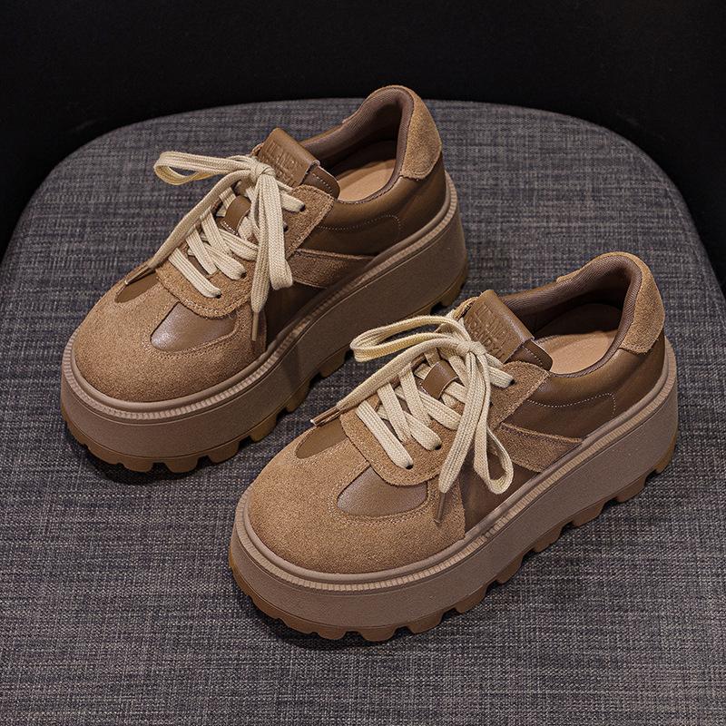 

Женские спортивные туфли на толстой подошве, увеличивающие рост, из матовой кожи, в стиле ретро, кэжуал, модные, для занятий спортом, обувь для студенток 37