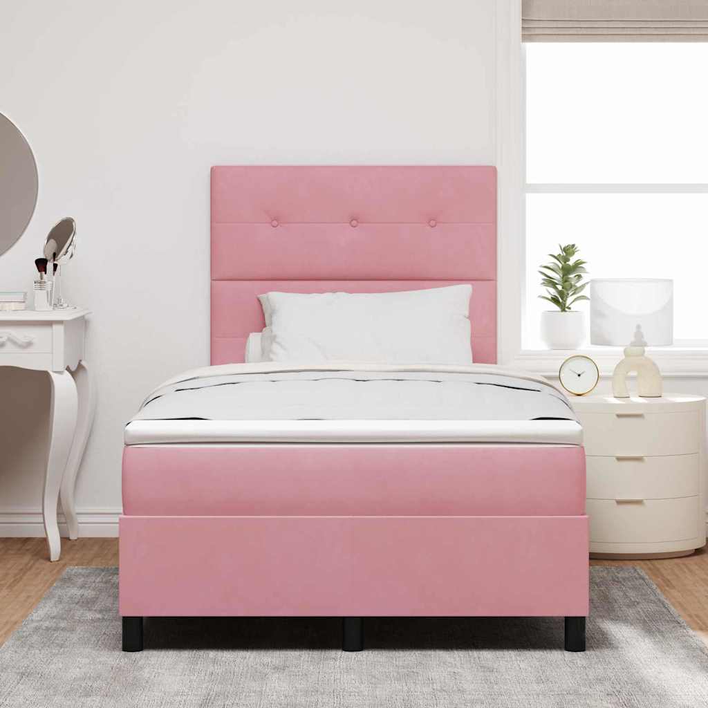 Box Spring Bed with Mattress and Headboard Pink 120 x 190 cm Velvet